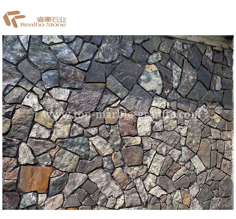 Black stone wall tile
