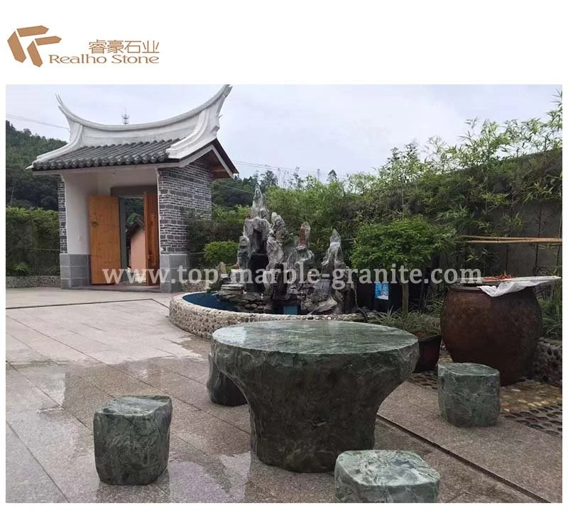 Marble round table and chair