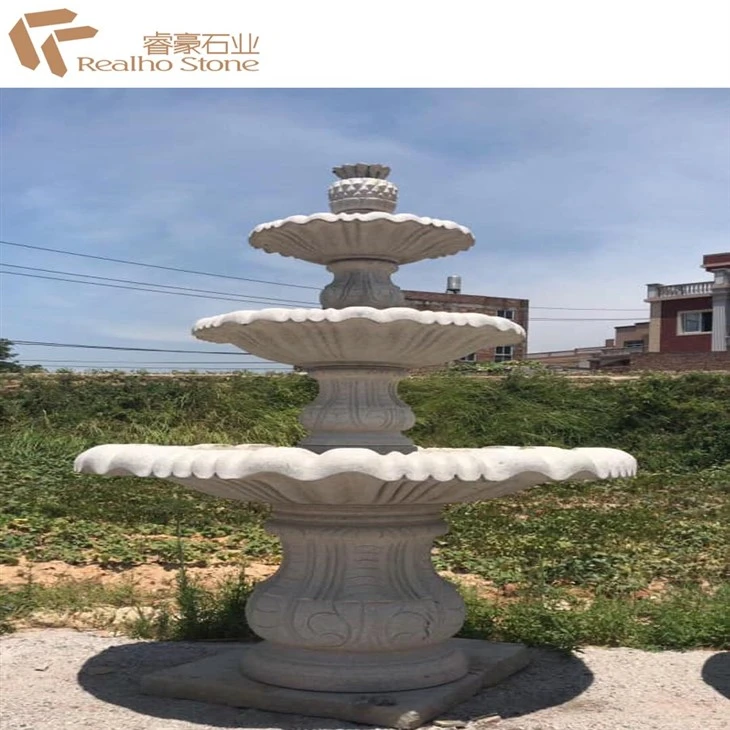 Customized Water Marble Granite White Fountain For Garden Decoration