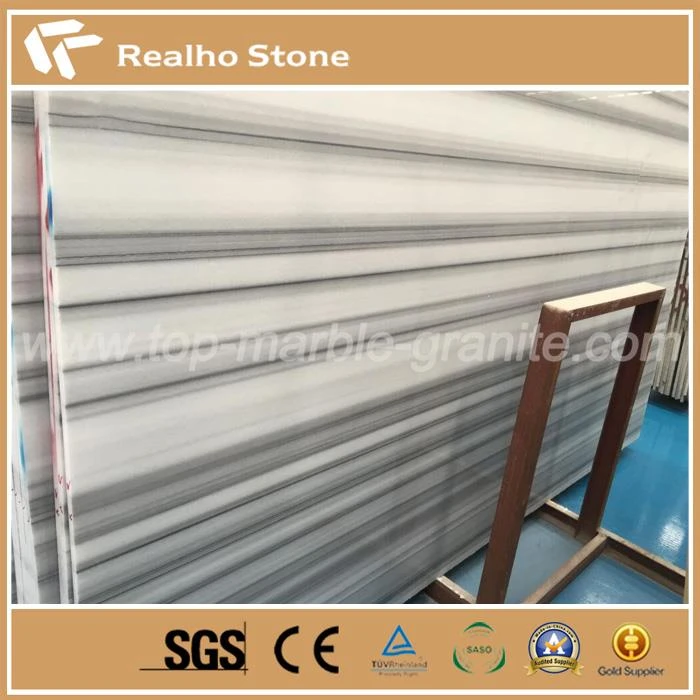 Imported White and Grey Wood Grain Marble Marmara White Marble Slab