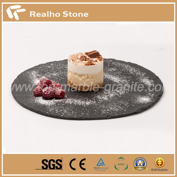 Round Natural Slate Dessert Plates