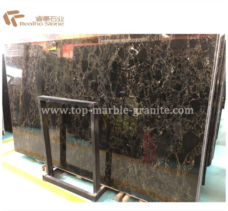 Athens Black Portoro Gold Marble Slab
