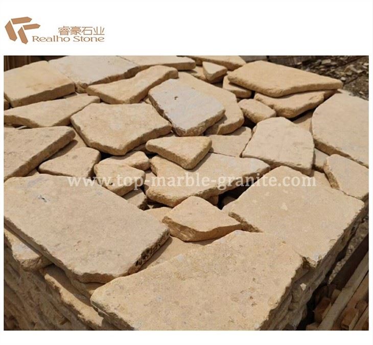 tumbled yellow limestone paving