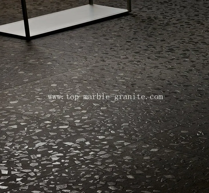 dark grey terrazzo floor