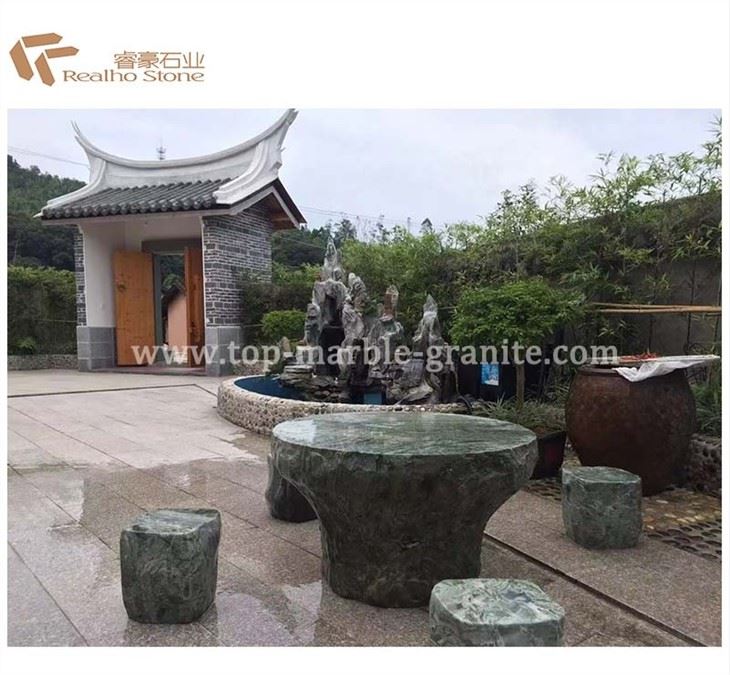 Marble round table and chair