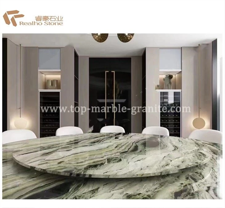 green marble table