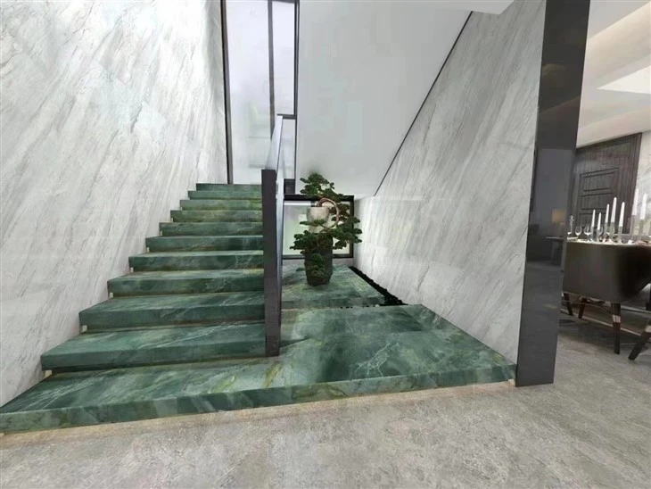 green marble stairs